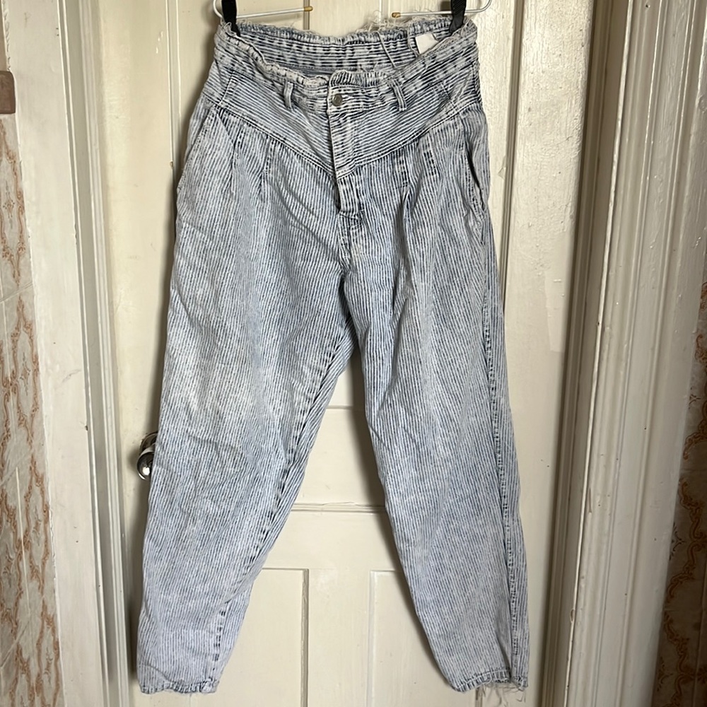 Blue and White Striped Gitano Express Jeans
